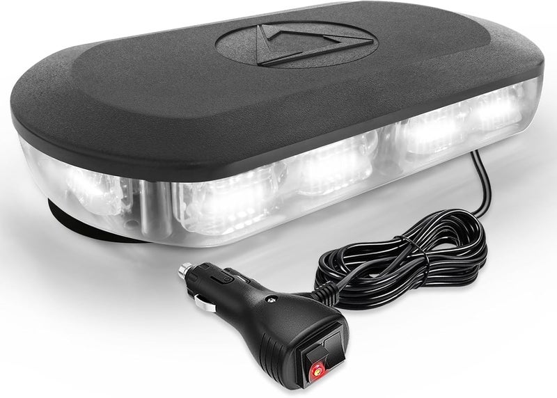 HLauto 700A Rooftop Emergency Strobe Lights Bar, 72 LED White Mini Beacon Safety Flashing Warning Traffic Lights Bar w/Magnetic Base for 12-24V Trucks, Construction Vehicles, Snowplow, Cars - Image 1